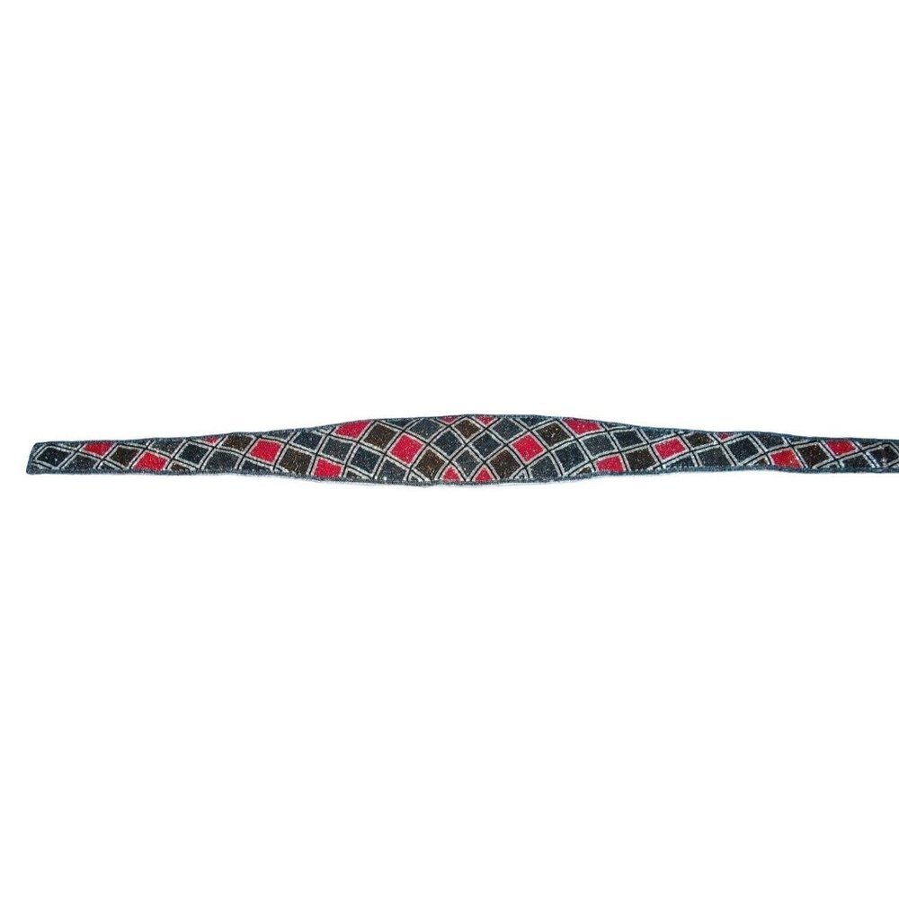 Vintage Glass Beaded Belt Lined Cummerbund Style Back Hook 70s 80s Disco Diva